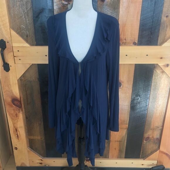 Kenar Ruffle front duster length top, size M - Picture 1 of 6